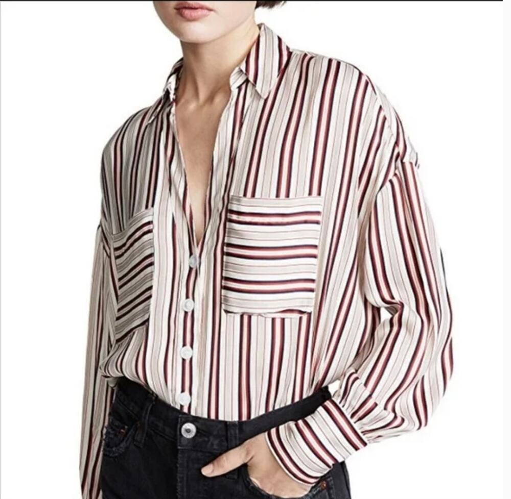 Free People NWT Mad about You Striped Blouse Sz XS